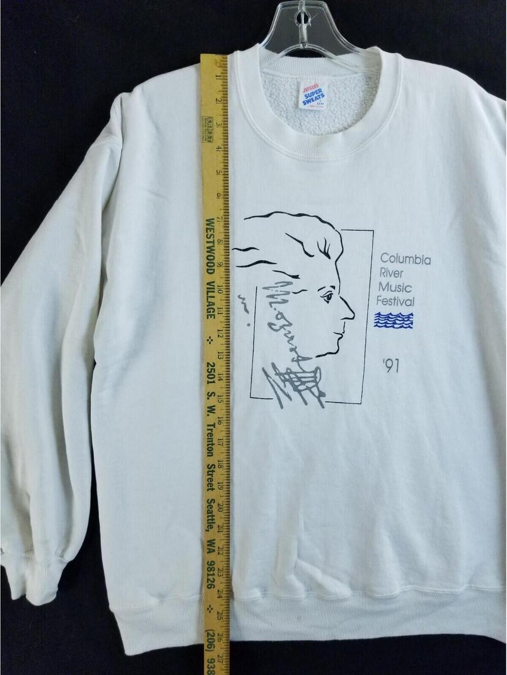 VTG Mozart Head Columbia River Music FESTIVAL 91 Concert White L Sweatshirt - Picture 7 of 10